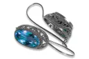 Vintage silver 925 aquamarine earrings vec023s Russian Soviet style