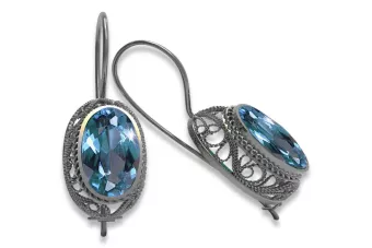 copy of Plata soviética rusa 925 Alejandrita Rubí Esmeralda Zafiro Aguamarina Zircón ... Pendientes VEC023S