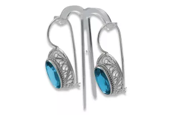 Vintage silver 925 aquamarine earrings vec023s Russian Soviet style