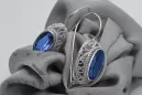 Vintage silver 925 Sapphire earrings vec023s Russian Soviet style