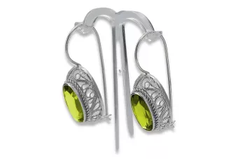 Vintage silver 925 yellow peridot earrings vec023s Russian Soviet style