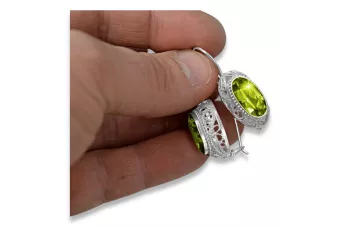 Vintage silver 925 yellow peridot earrings vec023s Russian Soviet style