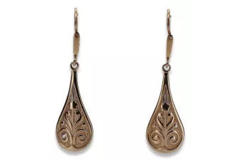 Vintage rose pink 14k 585 gold  Vintage leaf earrings ven147