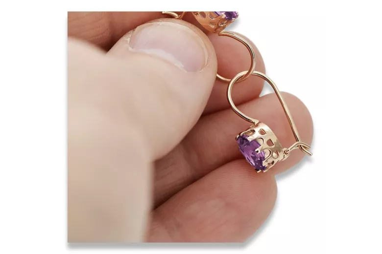 Vintage silver rose gold plated 925 amethyst vec196rp
