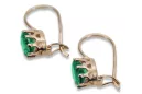 Vintage silver rose gold plated 925 Emerald earrings vec196rp