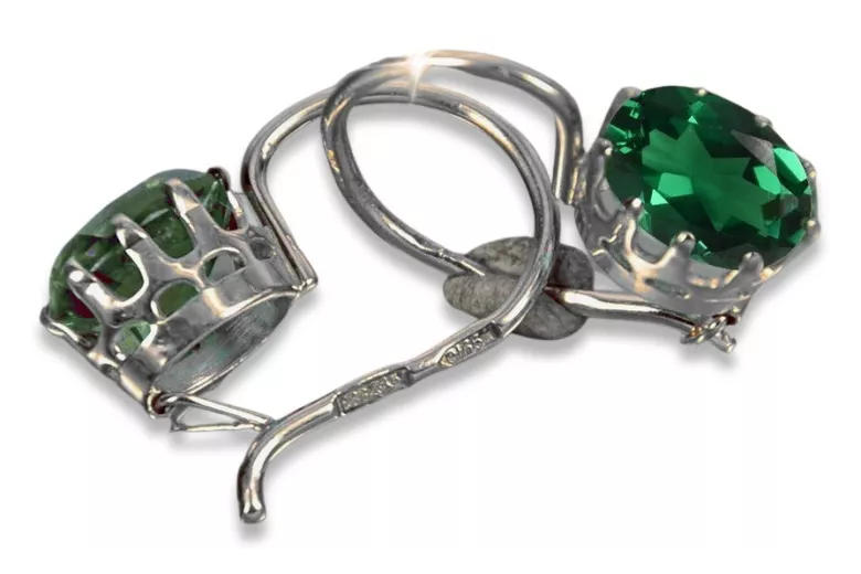 Vintage Vintage 925 Silver Emerald earrings vec196s