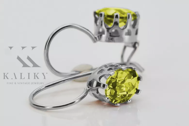 الأقراط الفضية العتيقة 925 مع Peridot vec196s