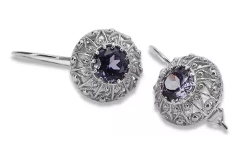 Silver 925 Alexandrite earrings vec002s Russian Soviet style