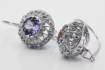 Silver 925 Alexandrite earrings vec002s Russian Soviet style