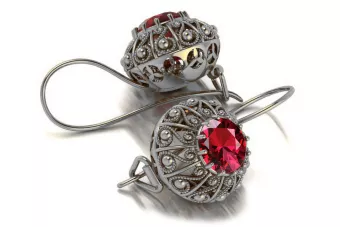 Silver 925 Ruby earrings vec002s Russian Soviet style
