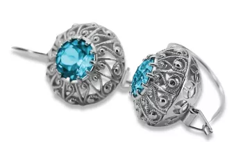 Silver 925 Aquamarine earrings vec002s Russian Soviet style