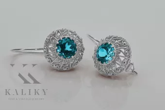 Silver 925 Aquamarine earrings vec002s Russian Soviet style