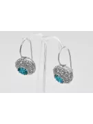 Silver 925 Aquamarine earrings vec002s Russian Soviet style