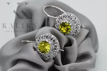 Silver 925 Peridot earrings vec002s Russian Soviet style