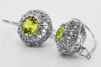 Silver 925 Peridot earrings vec002s Russian Soviet style