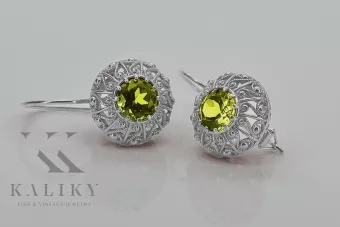 Silver 925 Peridot earrings vec002s Russian Soviet style