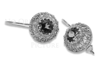 Silver 925 earrings setting vec002s Russian Soviet style