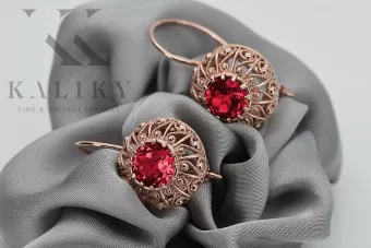copy of Русская советская розовая роза 14k 585 золото серьги vec002 александрит рубин изумруд сапфир ...