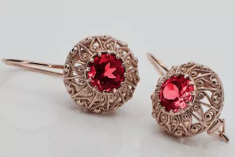 copy of Русская советская розовая роза 14k 585 золото серьги vec002 александрит рубин изумруд сапфир ...