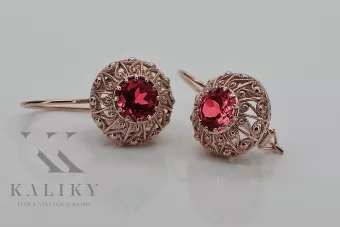 copy of Русская советская розовая роза 14k 585 золото серьги vec002 александрит рубин изумруд сапфир ...