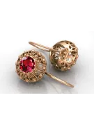 Vintage rose pink 14k 585 gold ruby earrings vec002 Russian Soviet style