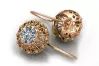 Vintage rose pink 14k 585 gold zorcon earrings vec002 Russian Soviet style