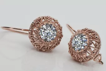 copy of Русская советская розовая роза 14k 585 золото серьги vec002 александрит рубин изумруд сапфир ...