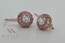 Vintage rose pink 14k 585 gold zorcon earrings vec002 Russian Soviet style