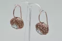 Vintage rose pink 14k 585 gold zorcon earrings vec002 Russian Soviet style