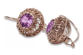 copy of Ruso soviético rosa rosa 14k 585 pendientes de oro vec002 alejandrita rubí esmeralda zafiro ...