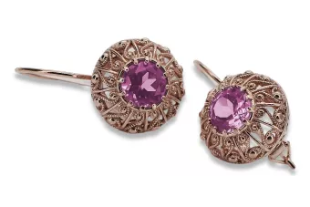 copy of Ruso soviético rosa rosa 14k 585 pendientes de oro vec002 alejandrita rubí esmeralda zafiro ...