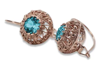 copy of Ruso soviético rosa rosa 14k 585 pendientes de oro vec002 alejandrita rubí esmeralda zafiro ...