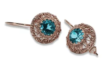 copy of Ruso soviético rosa rosa 14k 585 pendientes de oro vec002 alejandrita rubí esmeralda zafiro ...