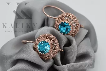 copy of Ruso soviético rosa rosa 14k 585 pendientes de oro vec002 alejandrita rubí esmeralda zafiro ...