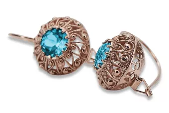 copy of Ruso soviético rosa rosa 14k 585 pendientes de oro vec002 alejandrita rubí esmeralda zafiro ...