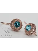 Vintage rose pink 14k 585 gold aquamarine earrings vec002 Russian Soviet style