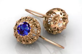 Vintage rose pink 14k 585 gold sapphire earrings vec002 Russian Soviet style