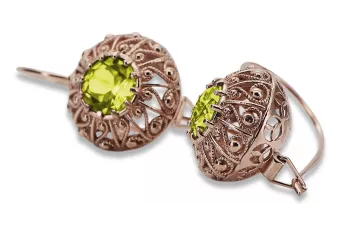 copy of Ruso soviético rosa rosa 14k 585 pendientes de oro vec002 alejandrita rubí esmeralda zafiro ...