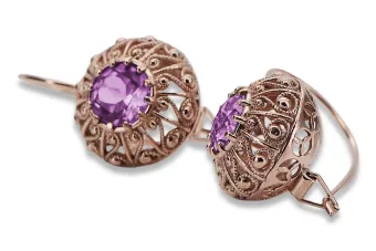 Vintage silver rose gold plated 925 amethyst vec002rp Russian Soviet style