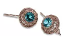 Vintage silver rose gold plated 925 Aquamarine vec002rp Russian Soviet style