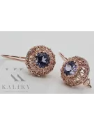 Vintage silver rose gold plated 925 Alexandrite earrings vec002rp Russian Soviet style