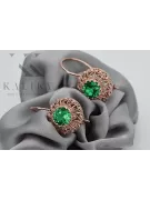 Boucles d'oreilles vintage en argent plaqué or rose 925 émeraude vec002rp