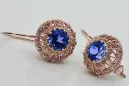 Vintage silver rose gold plated 925 Sapphire earrings vec002rp Russian Soviet style