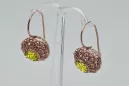 Boucles d'oreilles vintage en argent plaqué or rose 925 péridot jaune vec002rp