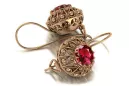 Vintage silver rose gold plated 925 Ruby earrings vec002rp Russian Soviet style