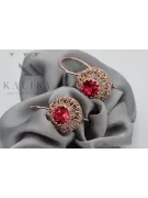 Vintage silver rose gold plated 925 Ruby earrings vec002rp Russian Soviet style