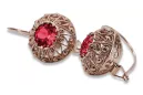 Boucles d'oreilles vintage en argent plaqué or rose 925 rubis vec002rp