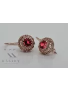 Вінтажні срібні сережки з рожевим золотом з рубінами 925 проби vec002rp