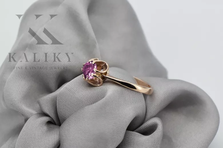 Radziecki 14k 585 złoty Rosyjski pierścionek z różowego złota z Aleksandrytem Rubinem Szafirem Szmaragdem Cyrkonią vrc348