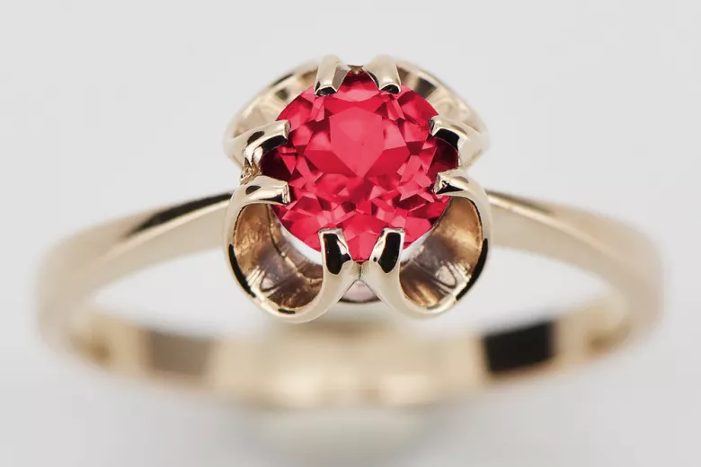 Russian Soviet rose 14k 585 gold Alexandrite Ruby Emerald Sapphire Zircon ring  vrc348